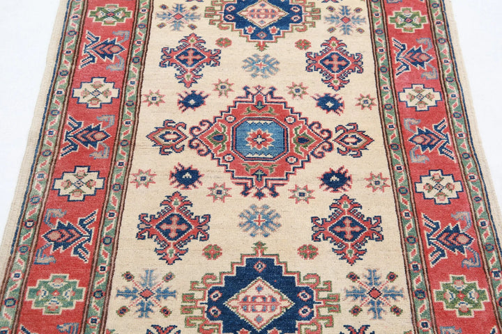 Afghan Kazak Rug 3' 1" x 4' 10" Hand-Knotted | No. AT99483