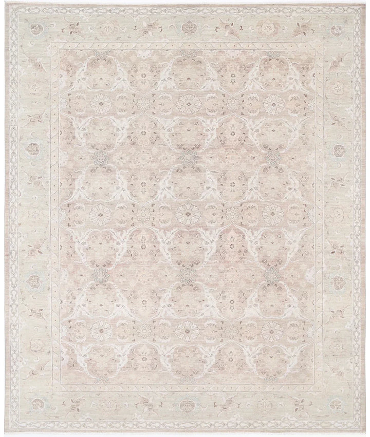 Brown Afghan Tabriz Rug 8' 2" x 10' 2" Hand-Knotted | No. AT99514
