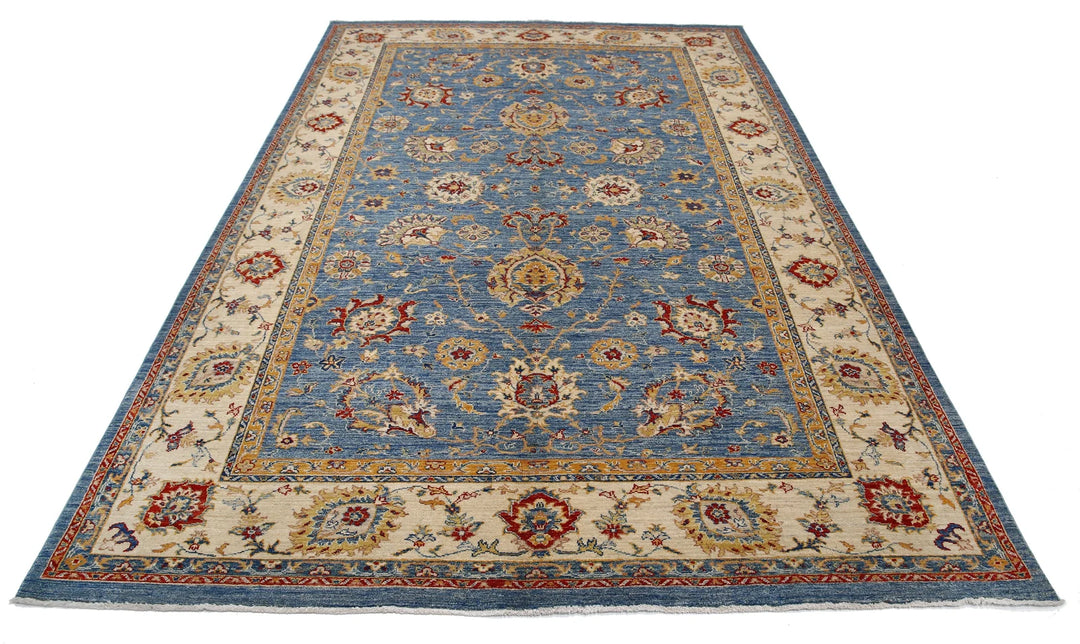 Afghan Ziegler Rug 6' 8" x 9' 8" Hand-Knotted | No. AT99561