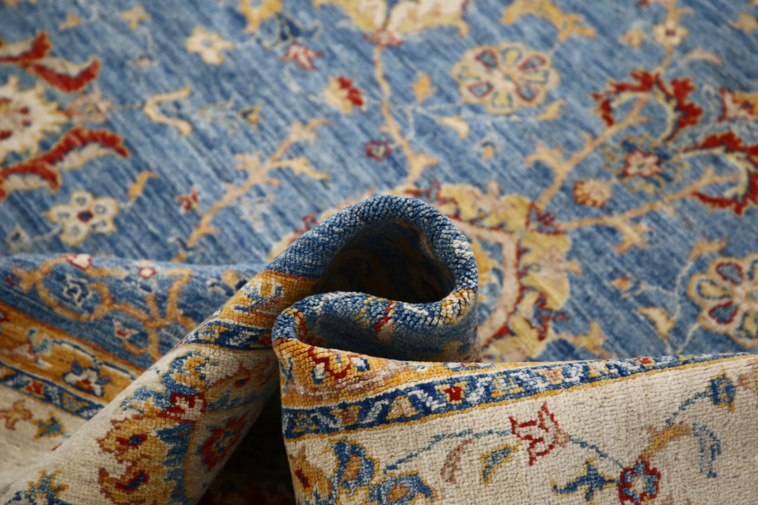 Afghan Ziegler Rug 6' 8" x 9' 8" Hand-Knotted | No. AT99561