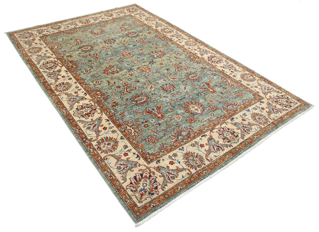 Afghan Ziegler Farhan Rug 5'6" x 8'2" Hand-Knotted | No. AT99609