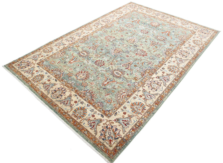 Afghan Ziegler Farhan Rug 5'6" x 8'2" Hand-Knotted | No. AT99609