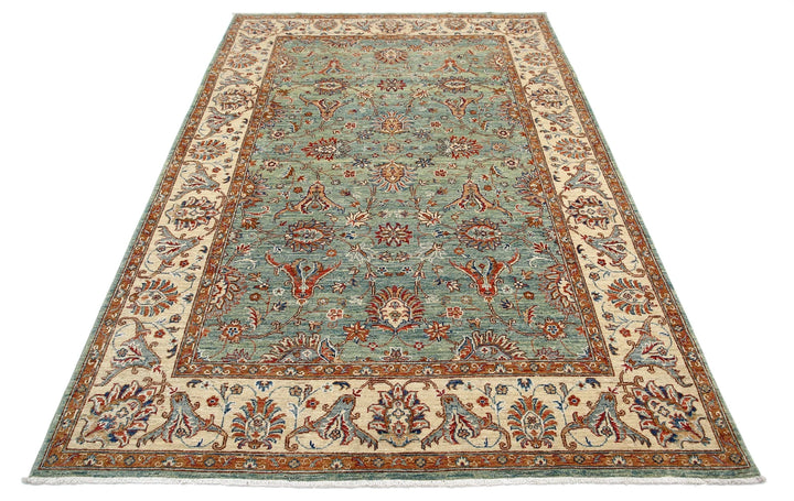 Afghan Ziegler Farhan Rug 5'6" x 8'2" Hand-Knotted | No. AT99609