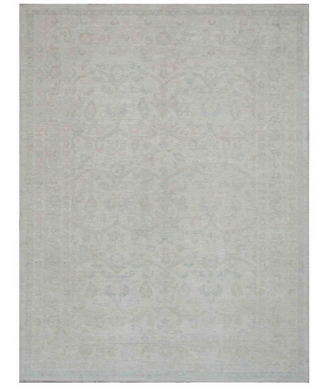 Ivory Afghan Oushak Rug 9' 0" x 11' 8" Hand-Knotted | No. AT99651