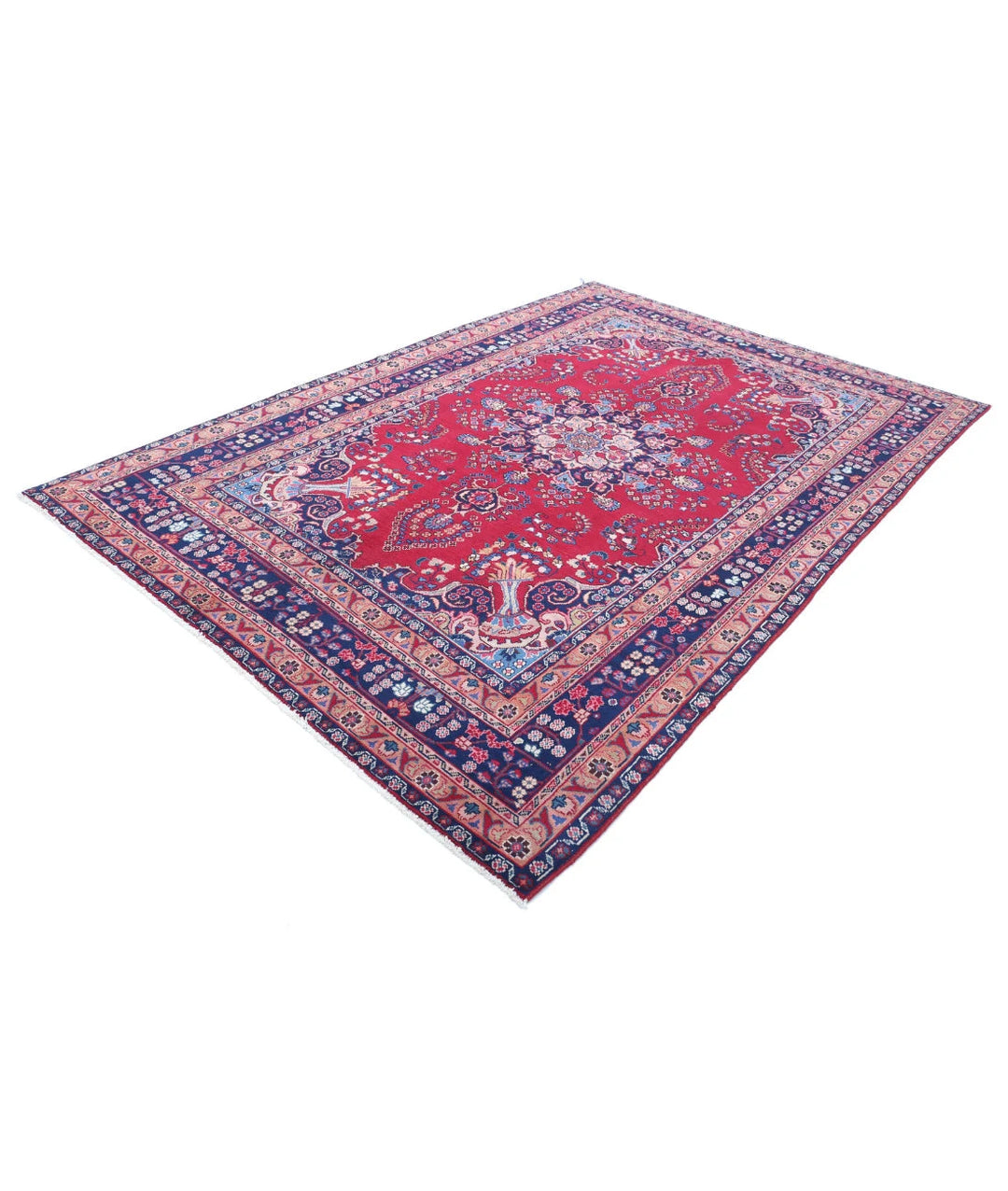 Persian Mashad Rug 6' 4" x 9' 4" Hand-Knotted | No. AT99659