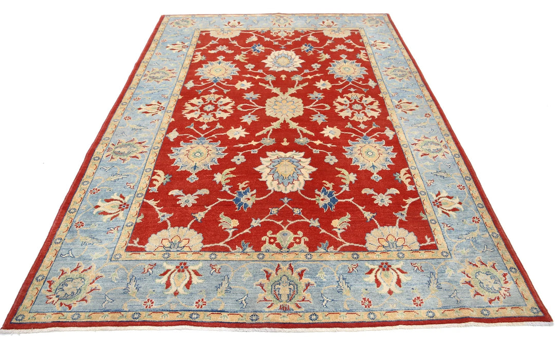 Afghan Ziegler Rug 6' 0" x 8' 10" Hand-Knotted | No. AT99714