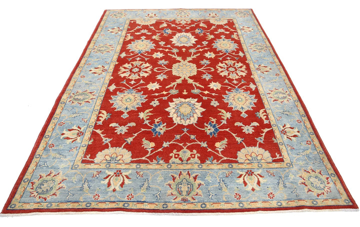 Afghan Ziegler Rug 6' 0" x 8' 10" Hand-Knotted | No. AT99714