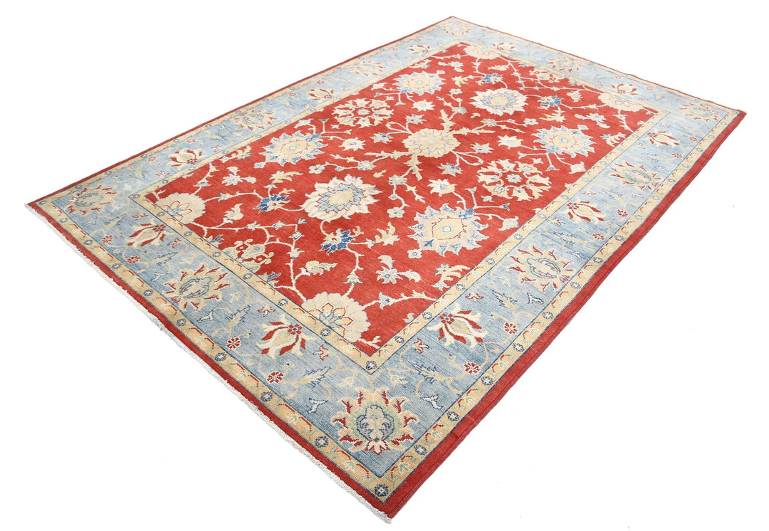 Afghan Ziegler Rug 6' 0" x 8' 10" Hand-Knotted | No. AT99714