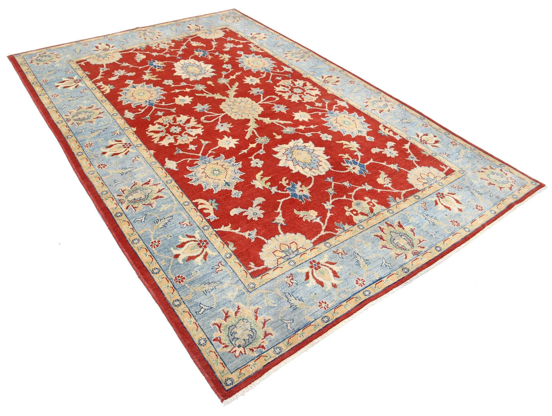 Afghan Ziegler Rug 6' 0" x 8' 10" Hand-Knotted | No. AT99714