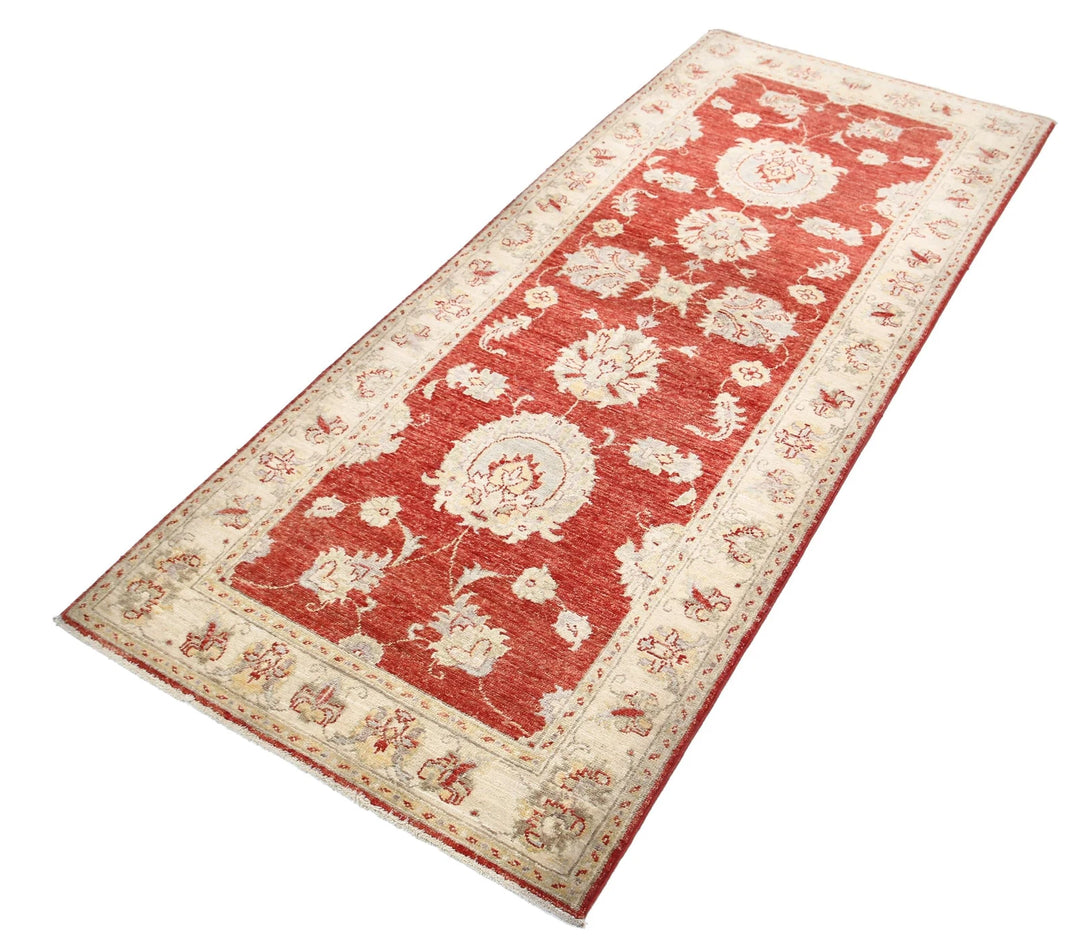 Red Afghan Ziegler Rug 2' 9" x 6' 6" Hand-Knotted | No. AT99766
