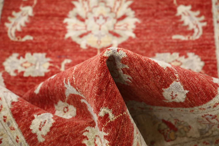 Red Afghan Ziegler Rug 2' 9" x 6' 6" Hand-Knotted | No. AT99766
