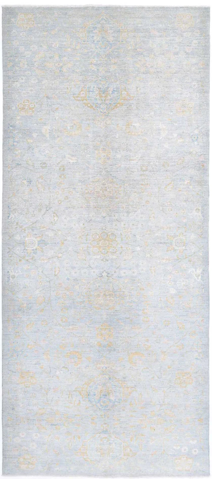 Blue Afghan Ziegler Rug 5' 0" x 11' 9" Hand-Knotted | No. AT99778