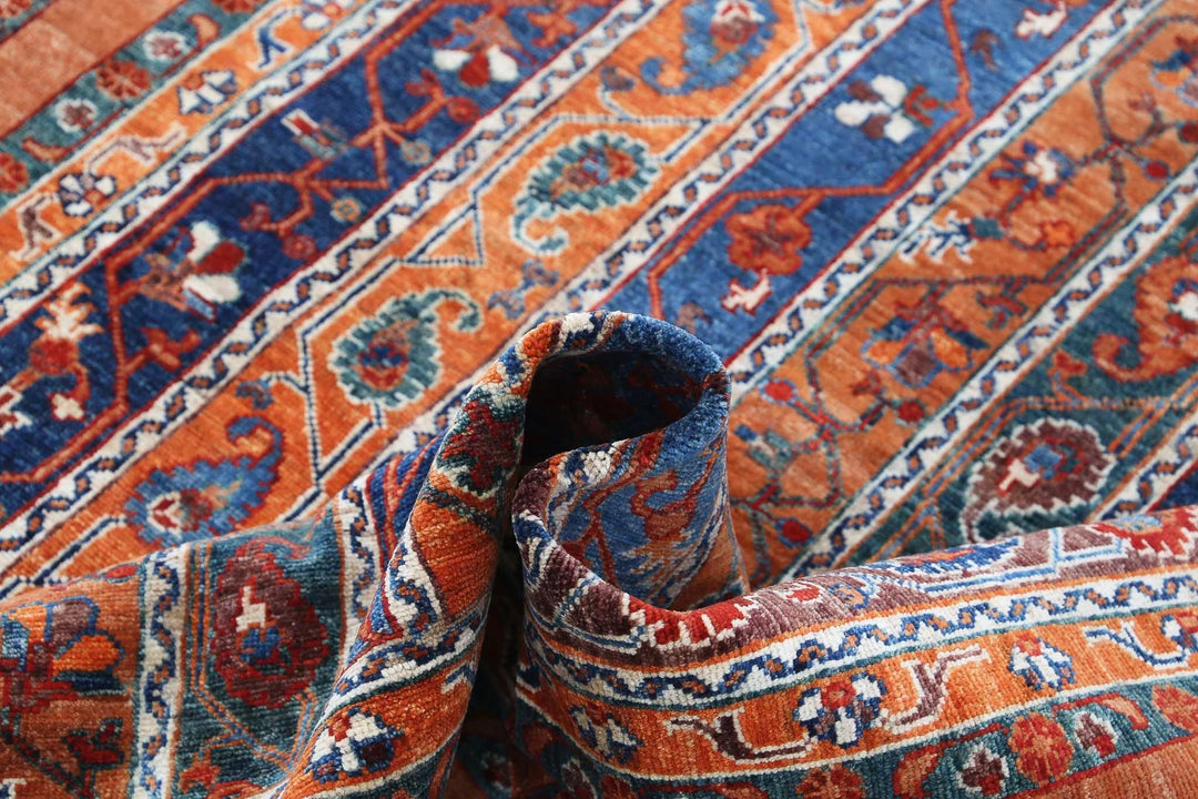 Brown Afghan Nomadic Caucasian Humna Rug 5' 0" x 6' 10" Hand-Knotted | No. AT99779