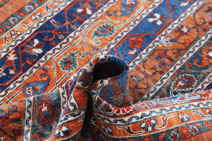 Brown Afghan Nomadic Caucasian Humna Rug 5' 0" x 6' 10" Hand-Knotted | No. AT99779