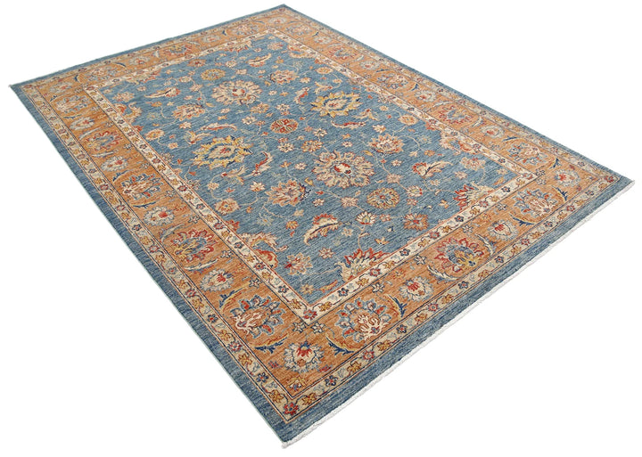 Blue Afghan Oriental Rug 5' 8" x 7' 8" Hand-Knotted view
