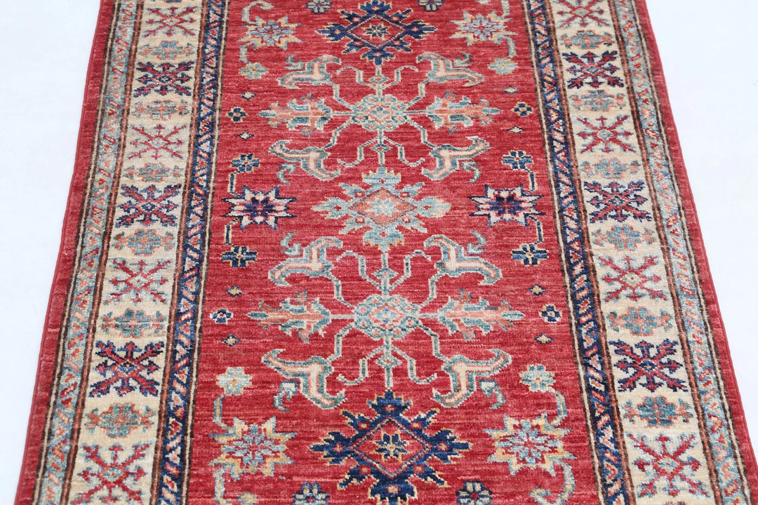 Afghan Royal Kazak Rug 2' 10" x 4' 0" Hand-Knotted | No. AT99829