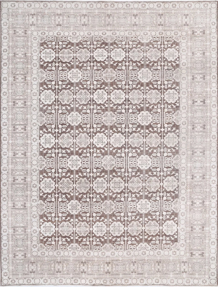 Brown Afghan Tabriz Rug 8' 9" x 11' 6" Hand-Knotted | No. AT99859