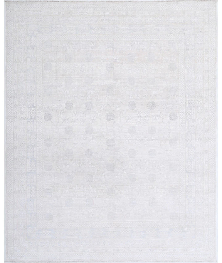 Ivory Afghan Oriental Rug 7' 11" x 9' 10" Hand-Knotted | No. AT999194