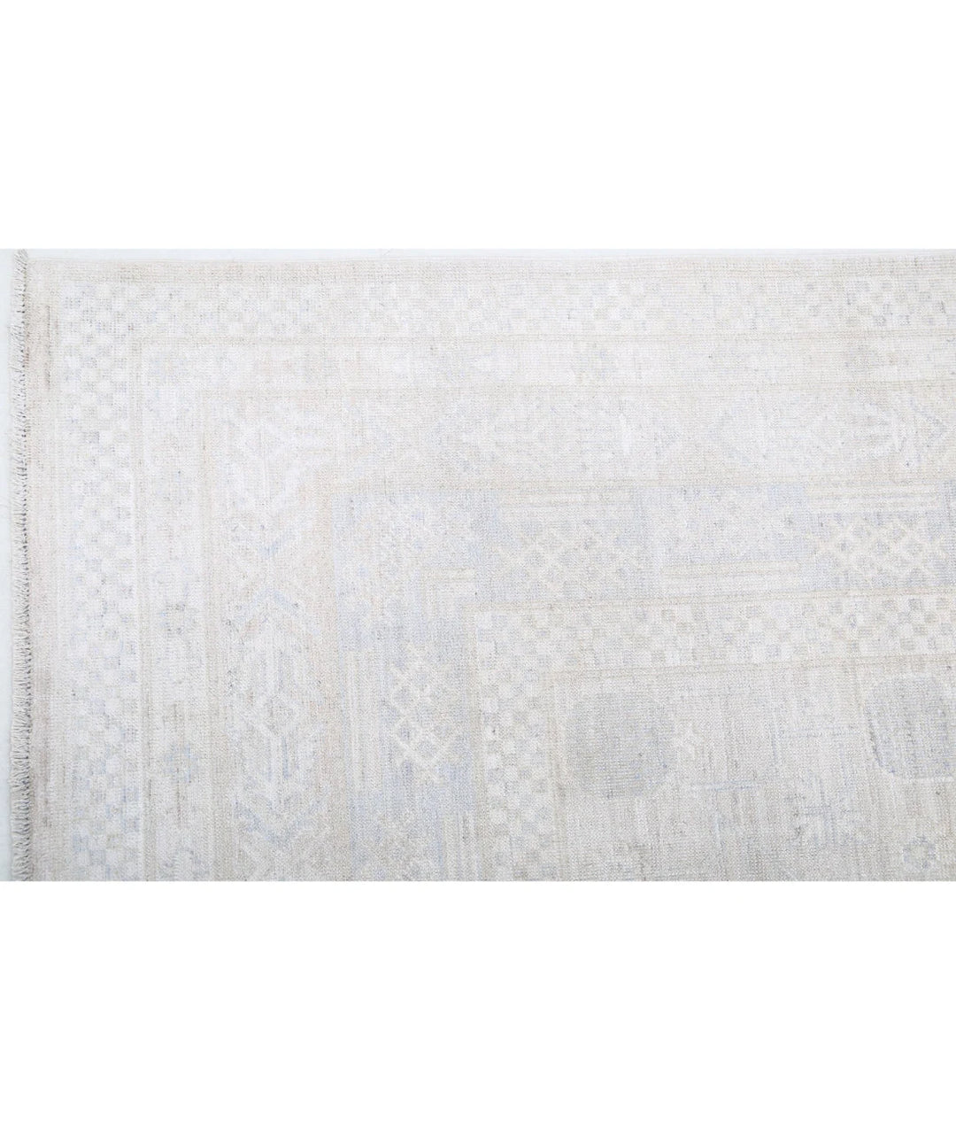Ivory Afghan Oriental Rug 7' 11" x 9' 10" Hand-Knotted | No. AT999194