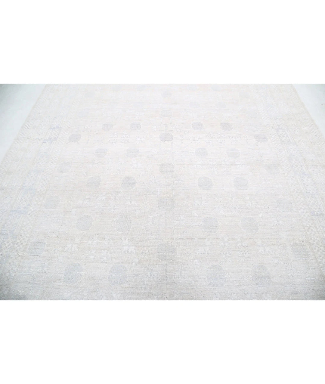Ivory Afghan Oriental Rug 7' 11" x 9' 10" Hand-Knotted | No. AT999194