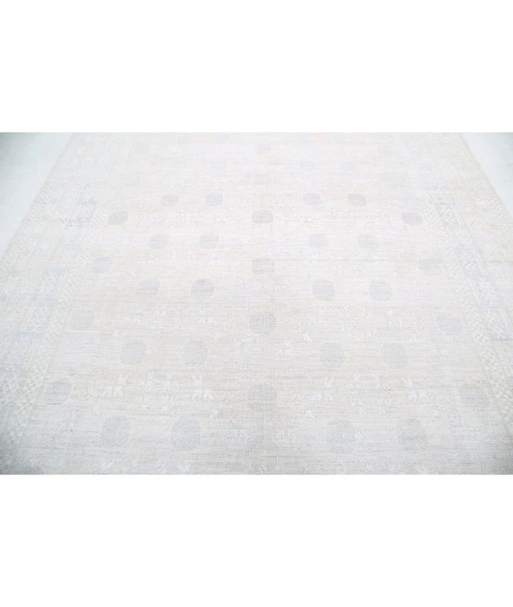 Ivory Afghan Oriental Rug 7' 11" x 9' 10" Hand-Knotted | No. AT999194