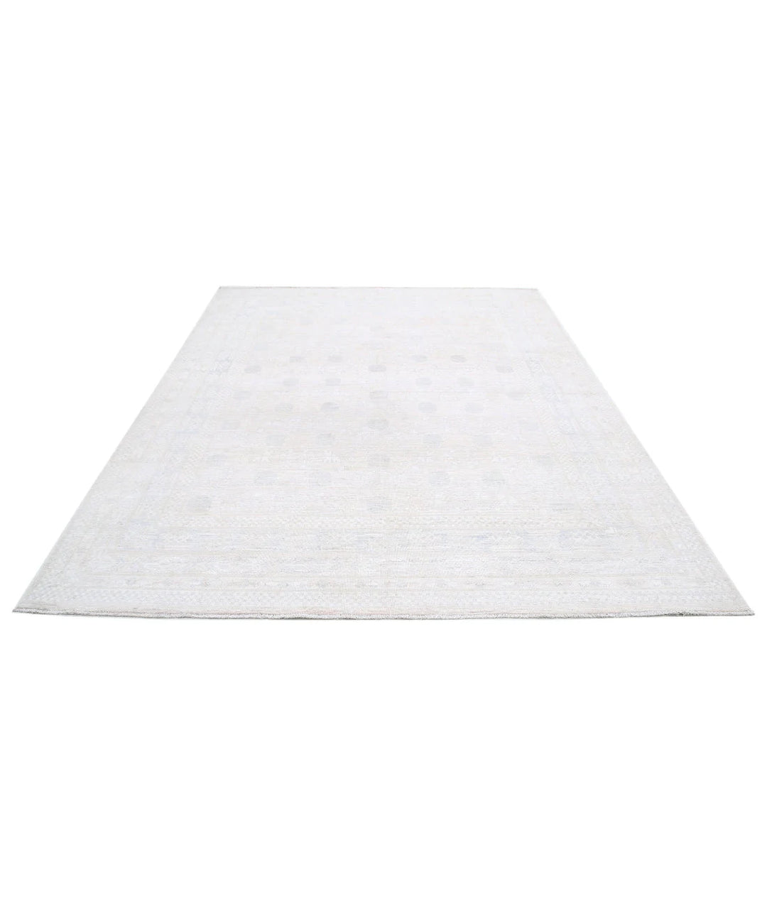 Ivory Afghan Oriental Rug 7' 11" x 9' 10" Hand-Knotted | No. AT999194