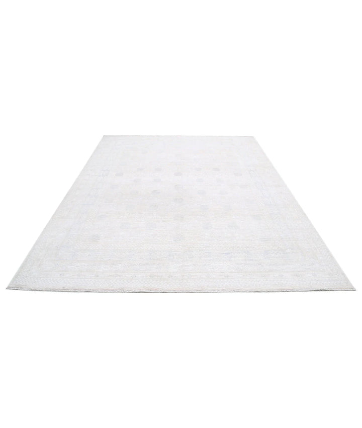 Ivory Afghan Oriental Rug 7' 11" x 9' 10" Hand-Knotted | No. AT999194
