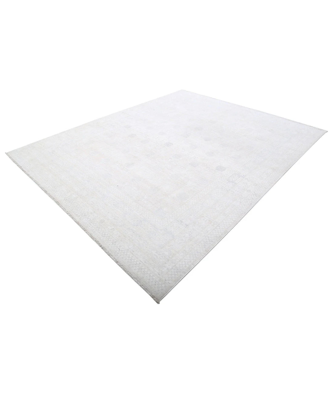 Ivory Afghan Oriental Rug 7' 11" x 9' 10" Hand-Knotted | No. AT999194