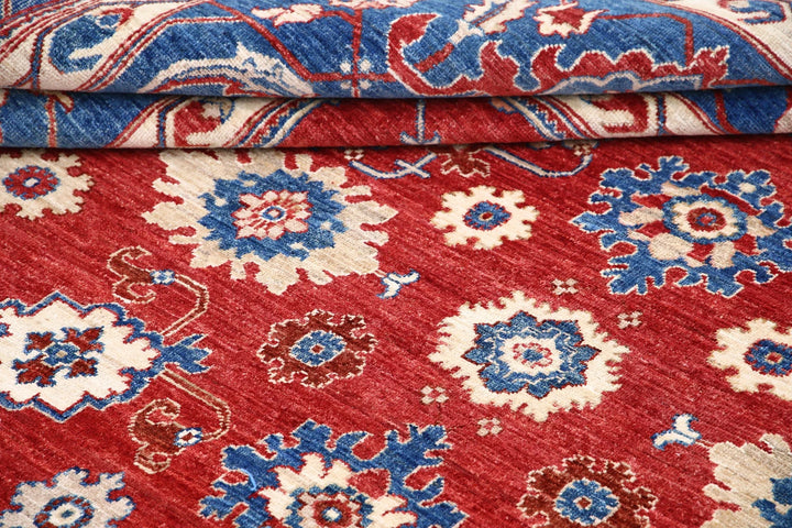 Red Afghan Ziegler Rug 8' 10" x 11' 7" Hand-Knotted | No. AT99927