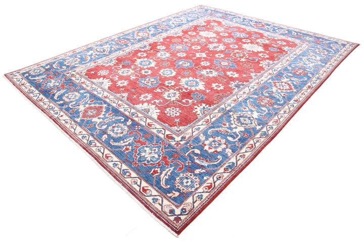 Red Afghan Ziegler Rug 8' 10" x 11' 7" Hand-Knotted | No. AT99927