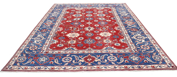 Red Afghan Ziegler Rug 8' 10" x 11' 7" Hand-Knotted | No. AT99927