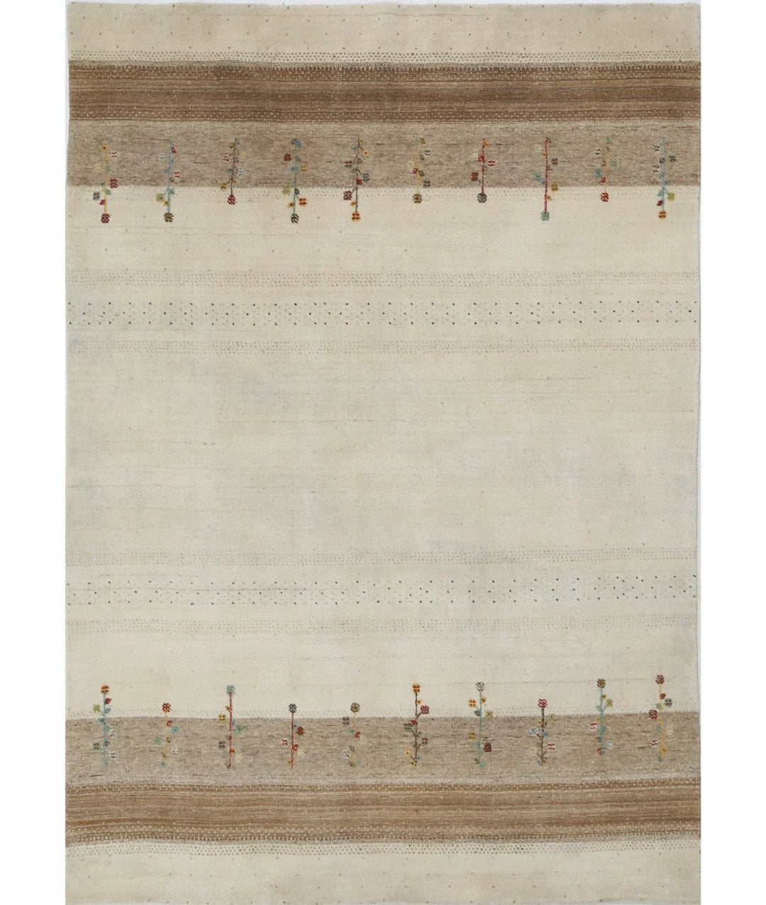Ivory Indian Oriental Rug 5' 0" x 7' 3" Hand-Knotted | No. AT99992
