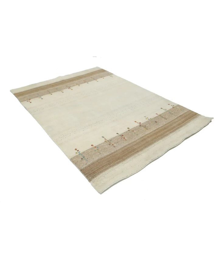 Ivory Indian Oriental Rug 5' 0" x 7' 3" Hand-Knotted | No. AT99992
