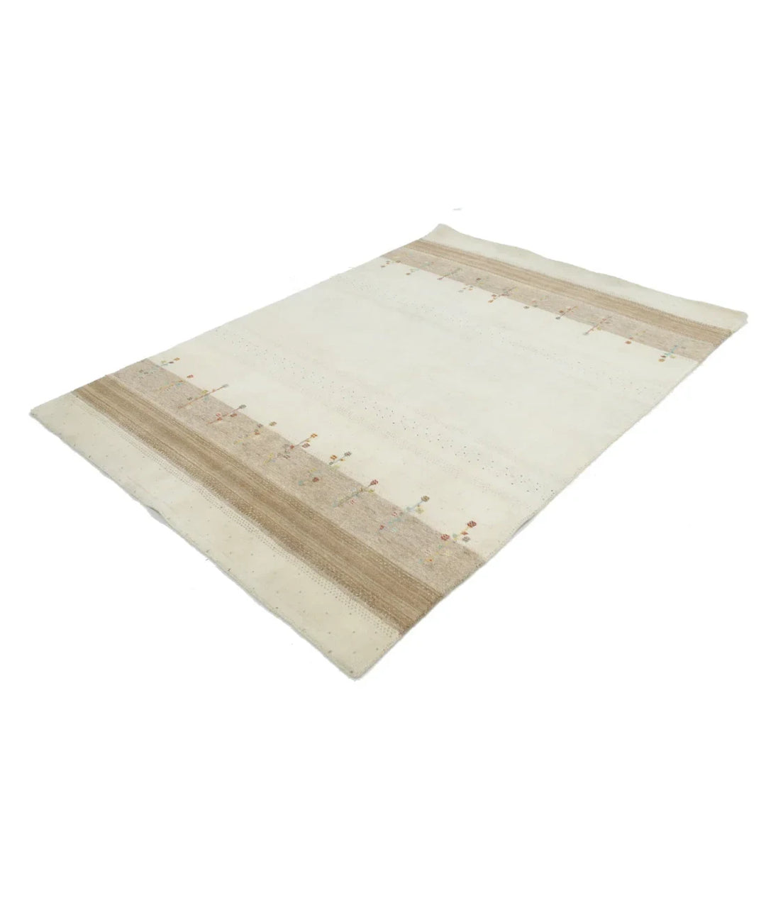 Ivory Indian Oriental Rug 5' 0" x 7' 3" Hand-Knotted | No. AT99992
