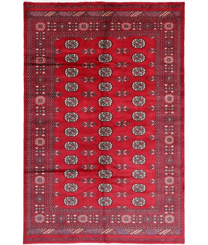 Red Pakistani Tribal Rug 5'7" x 8'7" Hand-Knotted | No. AT99998