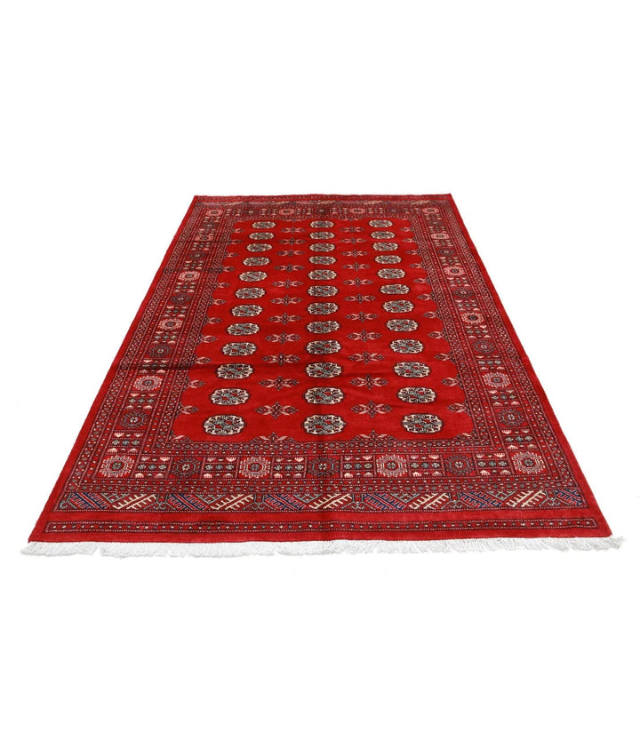 Red Pakistani Tribal Rug 5'7" x 8'7" Hand-Knotted | No. AT99998