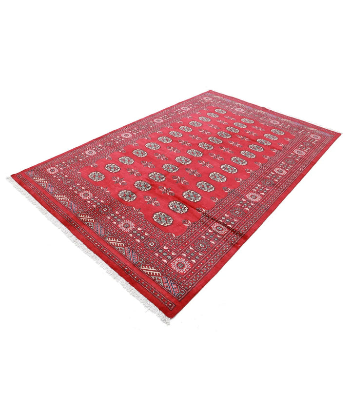 Red Pakistani Tribal Rug 5'7" x 8'7" Hand-Knotted border