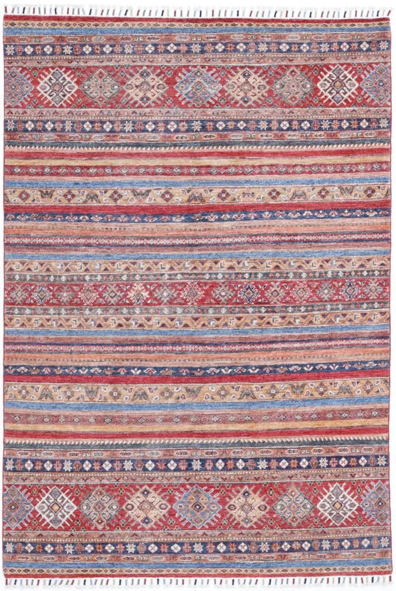 Afghan Ziegler Rug 4'11" x 7'2" Hand-Knotted | No. AV23097