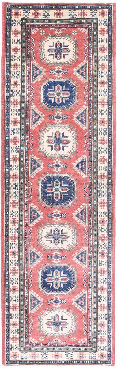 Red Pakistani Kazak Rug 2'8" x 9'5" Hand-Knotted | No. AV31054