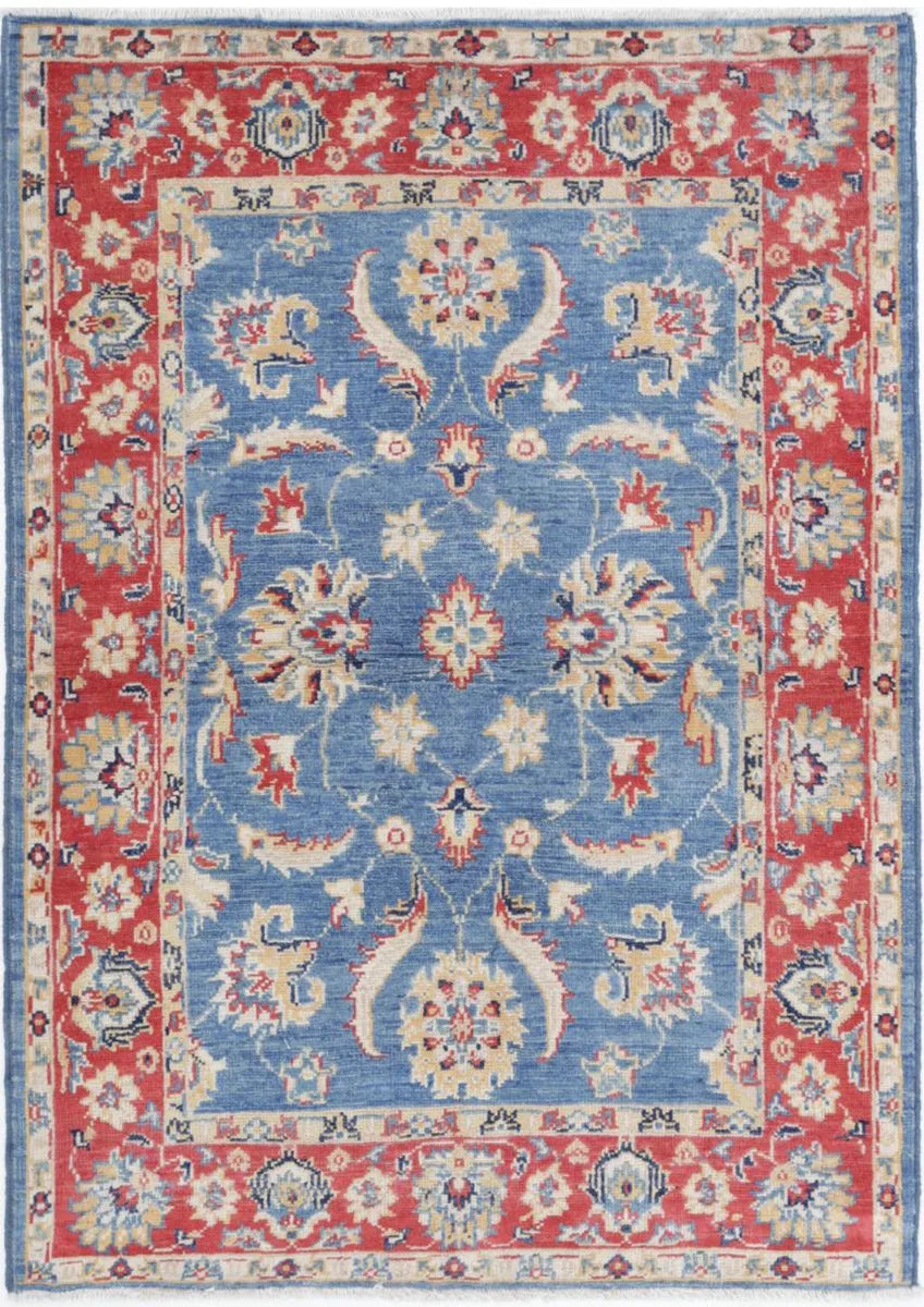 Blue Pakistani Ziegler Rug 3'4" x 4'10" Hand-Knotted | No. AV37649