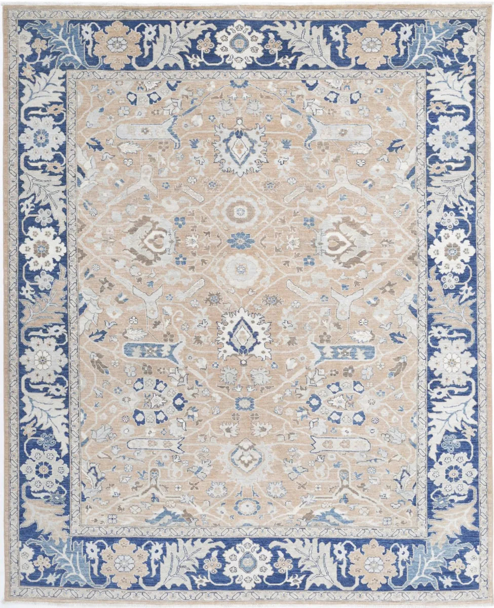 Rust Pakistani Ziegler Rug 7'10" x 9'7" Hand-Knotted | No. AV72959