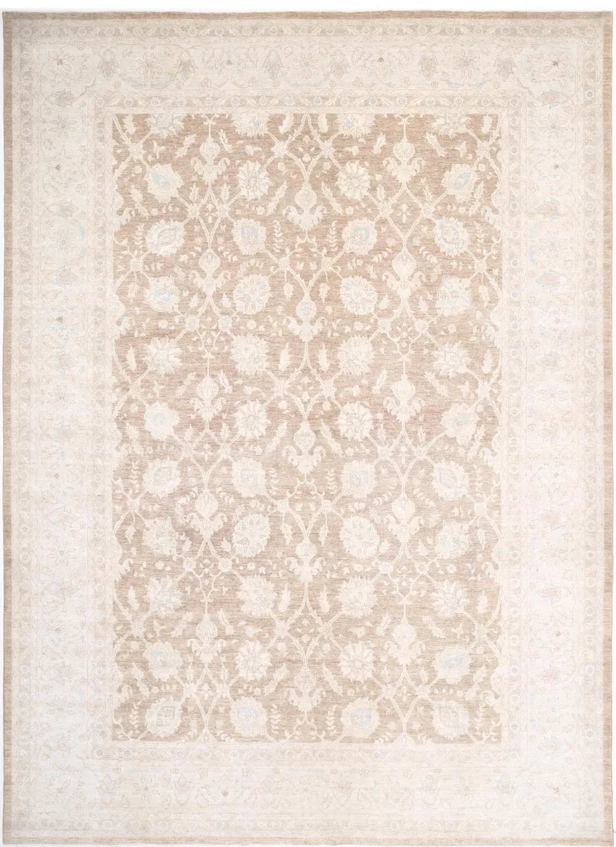 Brown Pakistani Tabriz Rug 13'9" x 18'10" Hand-Knotted | No. AV73275