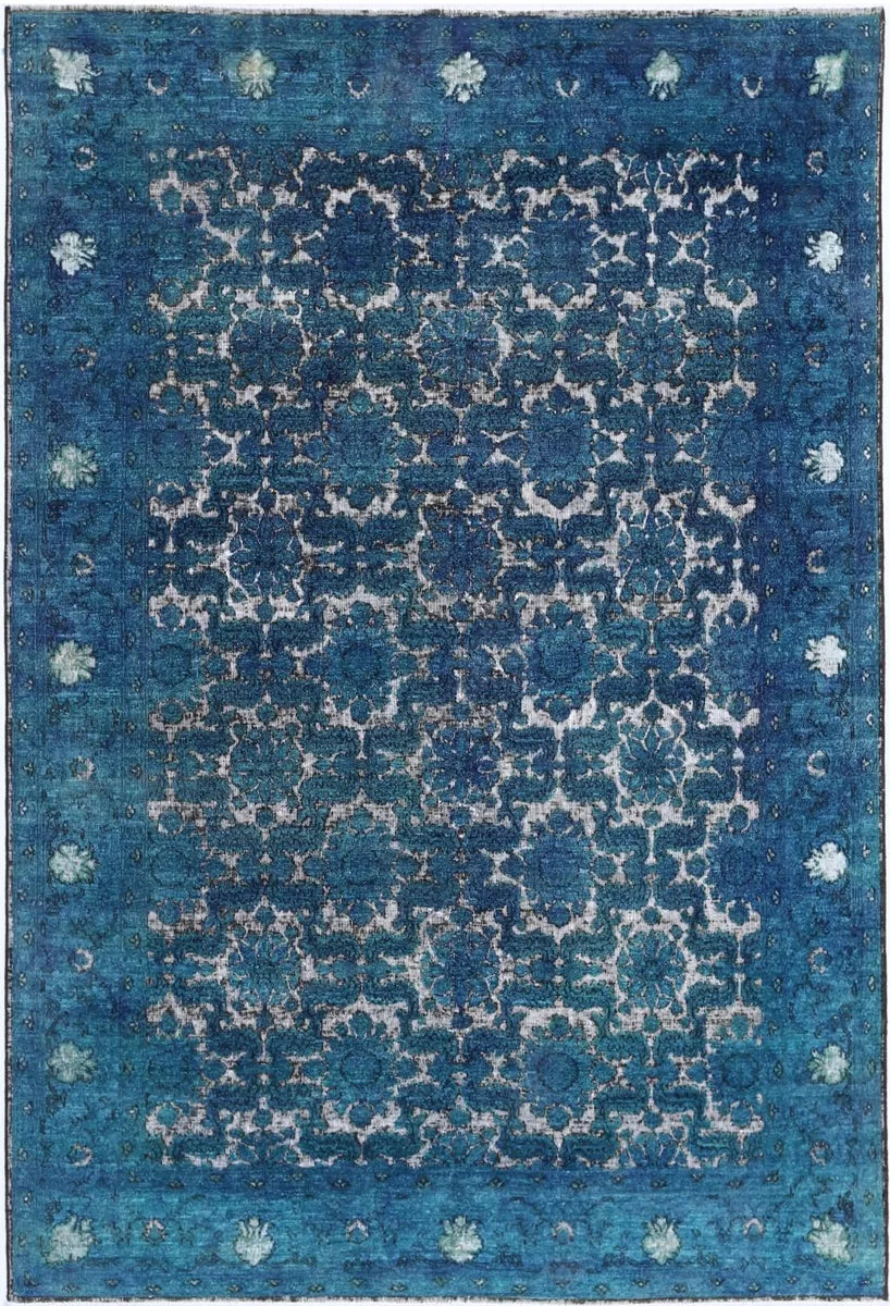 Blue Afghan Oriental Rug 5'9" x 8'6" Hand-Knotted | No. AV84312