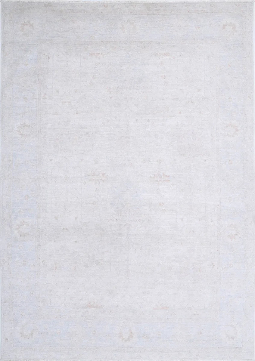 Ivory Pakistani Oushak Rug 8'5" x 11'10" Hand-Knotted | No. AV89726