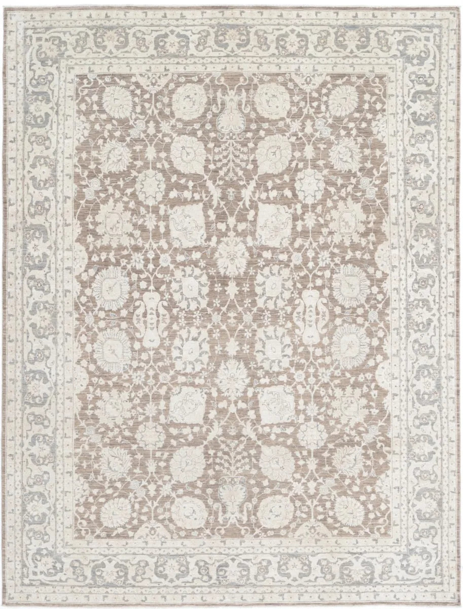 Brown Afghan Ziegler Rug 7'9" x 10'0" Hand-Knotted | No. AV89872