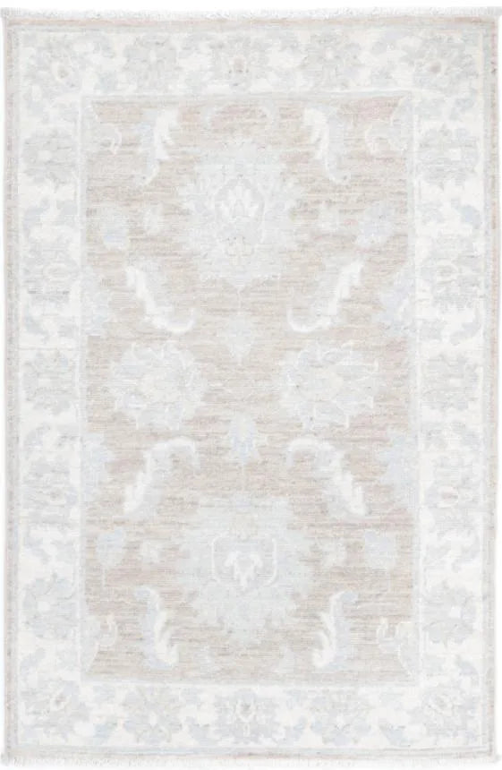 Brown Afghan Tabriz Rug 2'1" x 3'2" Hand-Knotted | No. AV95349