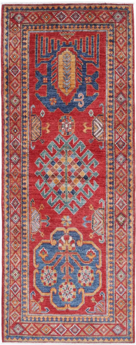 Red Afghan Tribal Rug 2'10" x 7'5" Hand-Knotted | No. AV99520