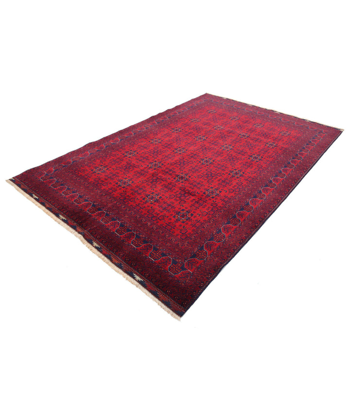 Red Afghan Beljik Rug 6' 6" x 9' 7" Hand-Knotted | No. AT67638
