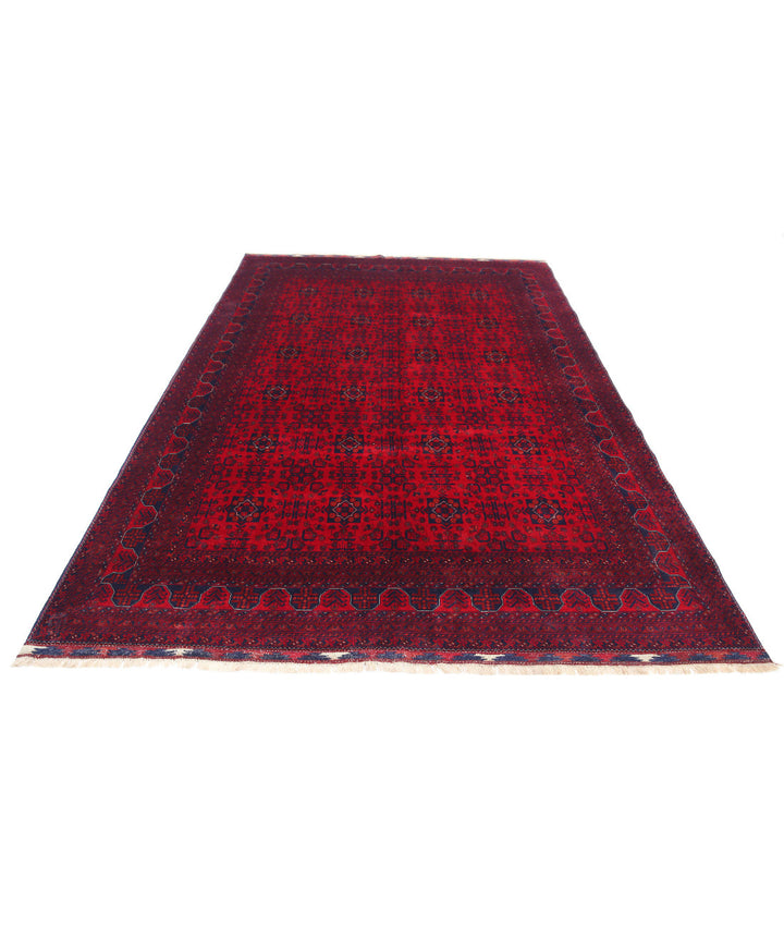 Red Afghan Beljik Rug 6' 6" x 9' 7" Hand-Knotted | No. AT67638