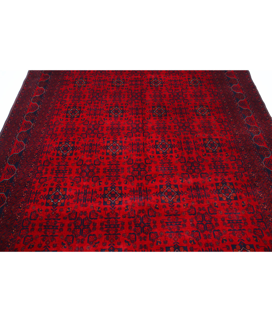 Red Afghan Beljik Rug 6' 6" x 9' 7" Hand-Knotted | No. AT67638